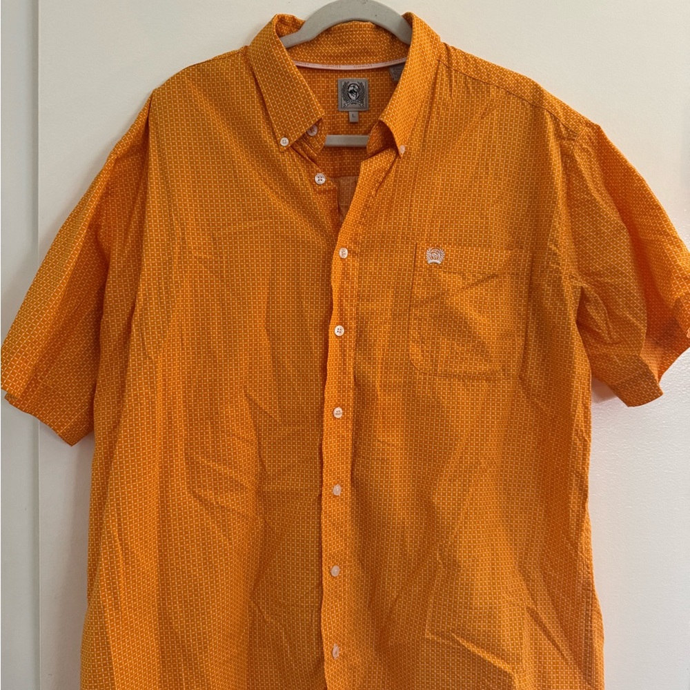 Cinch Men's Vibrant Orange Button Down Shirt